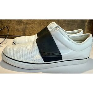 Puma Sport Lifestyle Slip On Sneakers White Black Leather Men's US 10